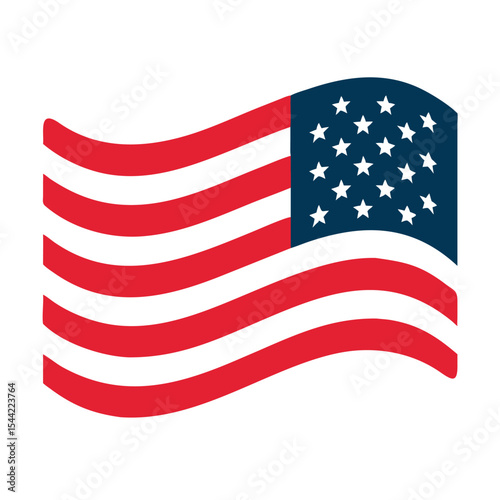 Waving American Flag Icon Red Blue Stars Stripes Independence Day America Patriotic Symbol 1