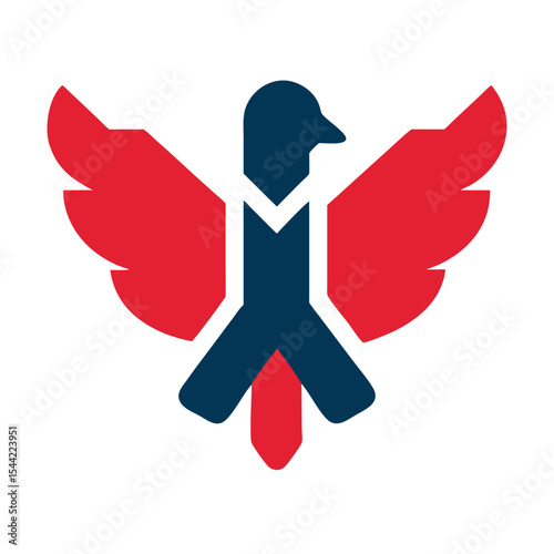 Abstract Red and Blue Bird Logo Design American Independence Symbol Patriotism Graphic 1