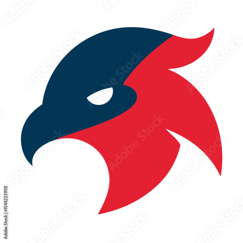 Abstract Red and Dark Blue Eagle Head Logo Design American Independence Day Theme Graphic