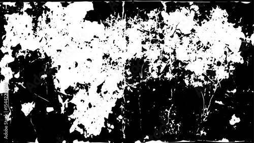 Grunge Paint Splatter Texture, High Contrast Black and White Distressed Surface Background for Overlays and Design Projects