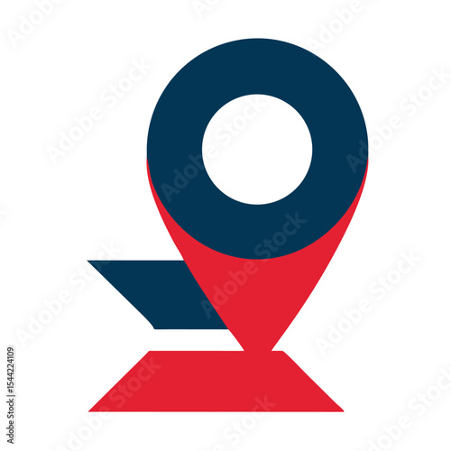 Abstract Red and Dark Blue Location Pin Icon Graphic Design Element for America Independence Day 1