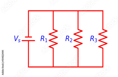 Parallel Resistors With DC Source Circuit Diagram Electronics illustration for various educational projects 