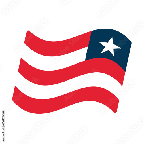 Waving American Flag Design Red Blue Stripes Star Independence Day America Patriotic Symbol