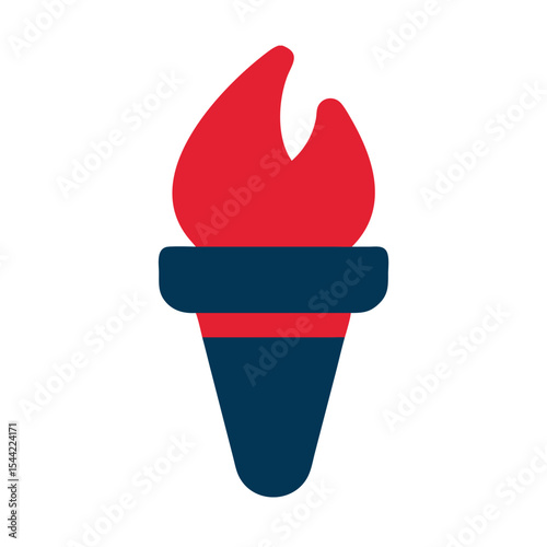 Red and Dark Blue Torch Icon Independence Day America Patriotic Symbol Graphic Design Element