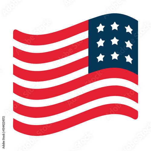 Waving American Flag Icon Red Blue Stars Stripes Independence Day America Patriotic Symbol 2