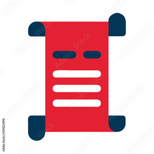 Red and Dark Blue Independence Day Scroll Document Icon Graphic Design Element for America Patriotic Celebration