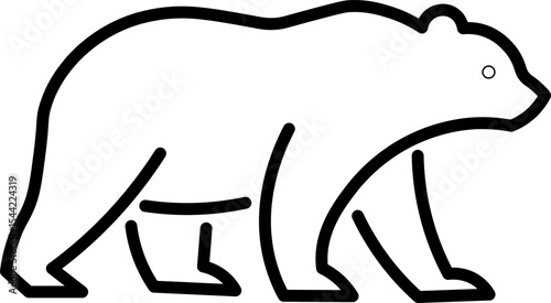 Bear outline, wild animal, walking, simple black line drawing, minimalistic style, isolated on transparency background, suitable for logo or icon design