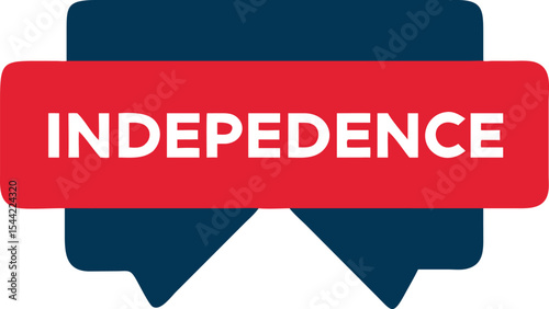 Red and Dark Blue Banner with Independence Text American Patriotism Graphic Design Element