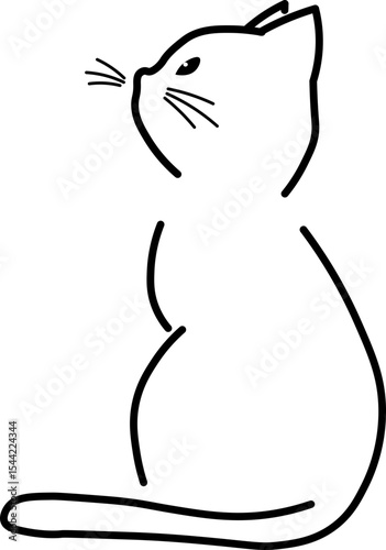 Cat silhouette black outline sitting feline simple line art minimalistic style side view elegant posture whiskers animal illustration calm mood