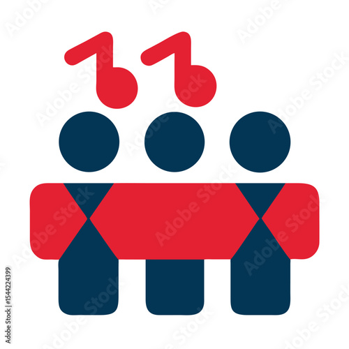 Three People Singing Chorus Group Red Blue Music Notes Independence Day America Patriotic