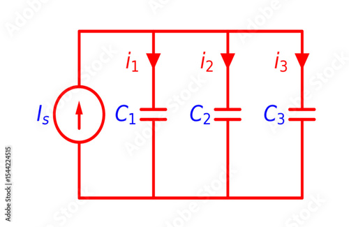 Parallel Capacitors Circuit Diagram With Current Source Electronics illustration 