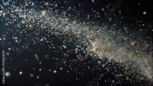 Microplastics and Dust Particles in an Abstract Space Composition