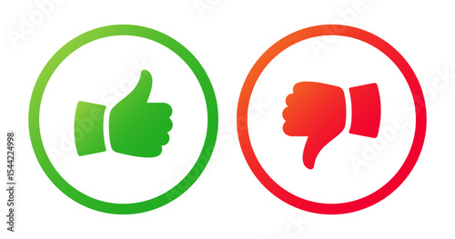 Thumbs Up and Down Icons in Green and Red Circle