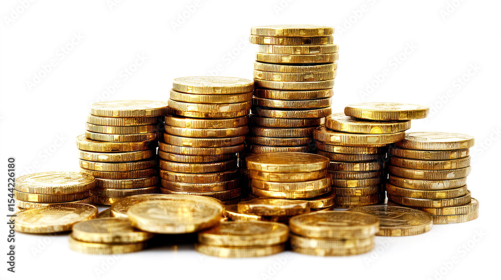 A stack of gold coins isolated on a white background. A stack of gold coins isolated on a white background.