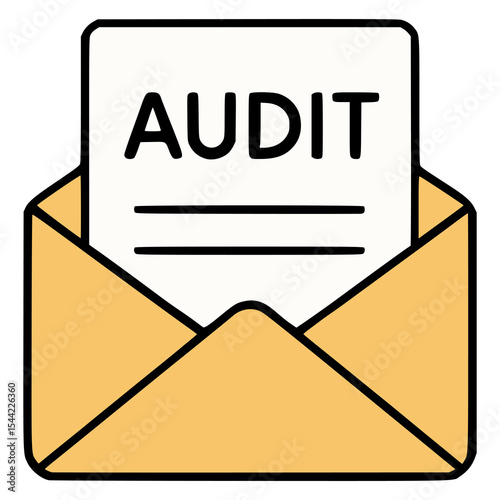 audit mail finance business flat color vector illustration template design