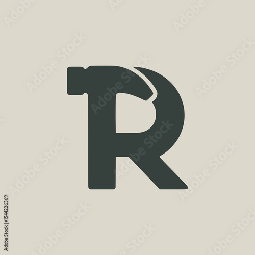 letter R hammer construction company logo vector illustration template design