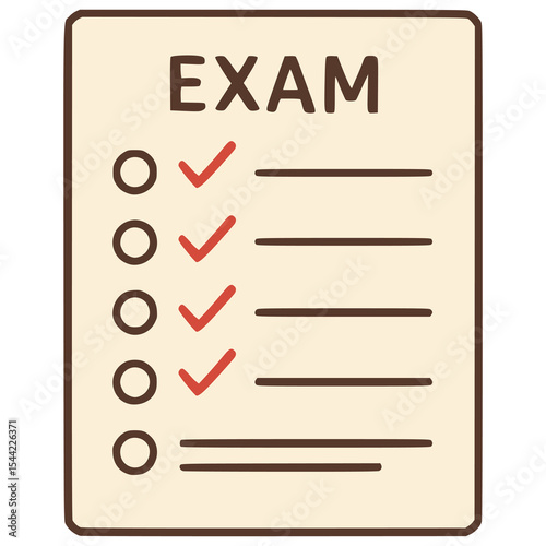 paper exam test qualification flat color vector illustration template design
