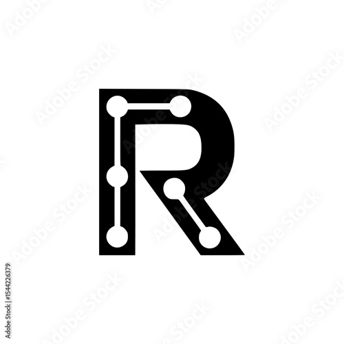 letter R blockchain cryptocurrency company logo vector illustration template design