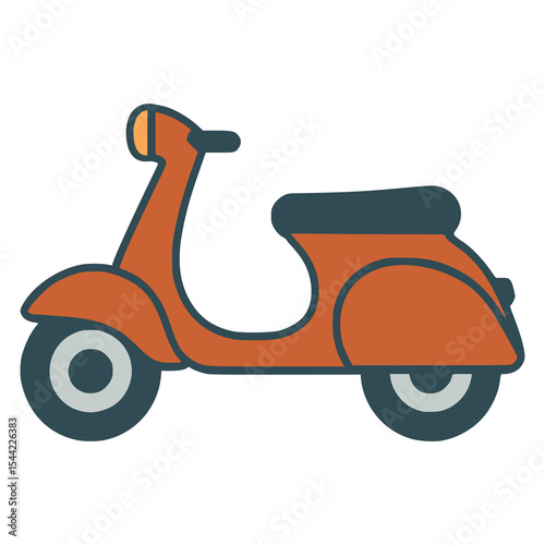 orange scooter vehicle transportation flat color vector illustration template design