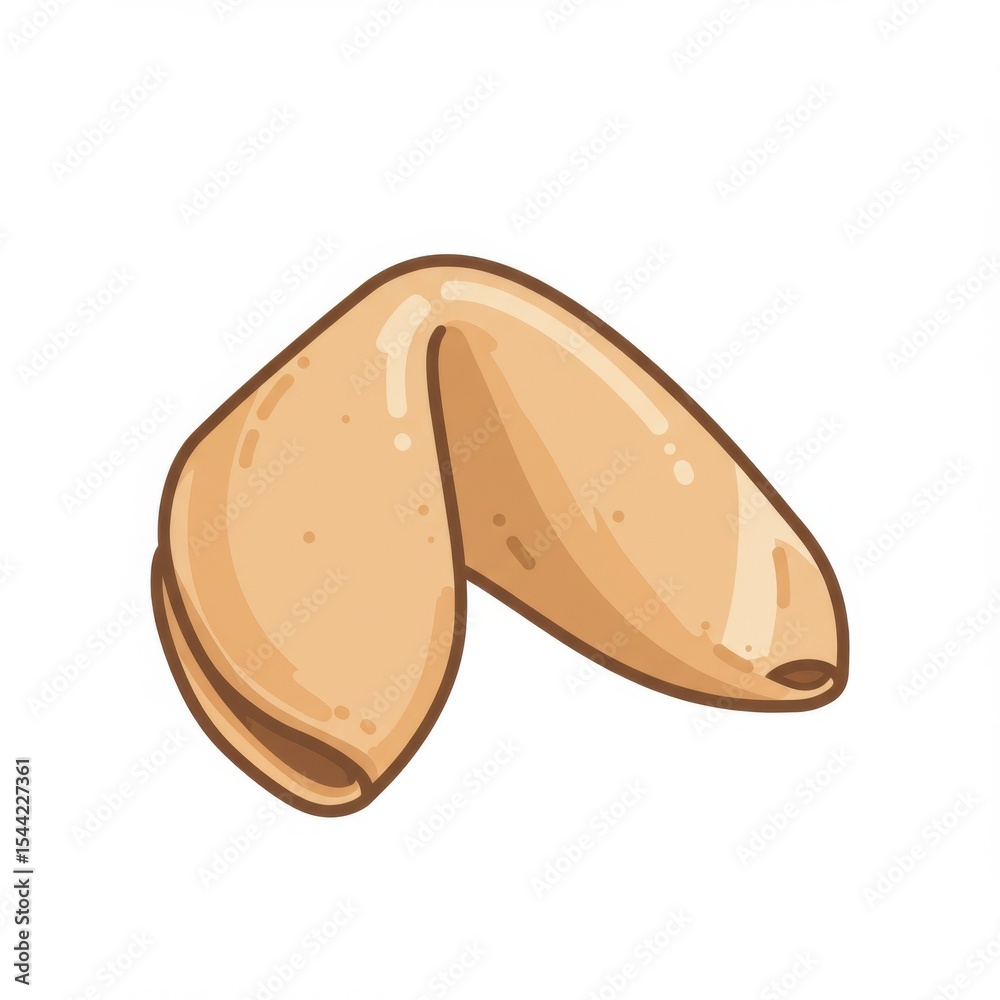 Obraz premium Light Brown Fortune Cookie Illustration on White Background
