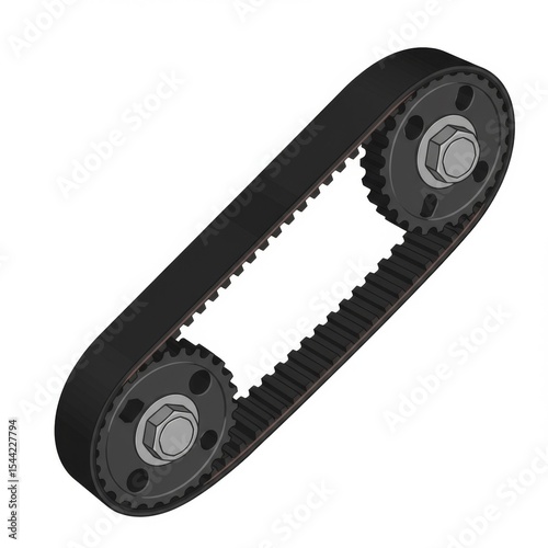 Black Rubber Timing Belt with Grey Metal Pulleys