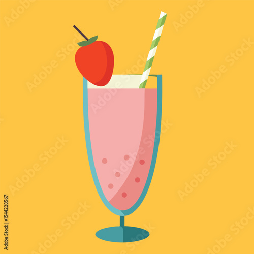 milkshake with cherry topping vector cocktail with ice cream