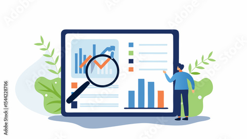 Data analysis and business analytics concept with a person examining charts