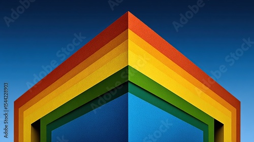 Abstract geometric design with rainbow layers