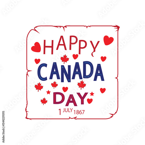 Canada greeting card silhouette illustration commemorating the founding of Canada through the Constitution Act on July 1, 1867