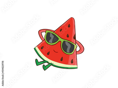Cool Relaxing Watermelon Character