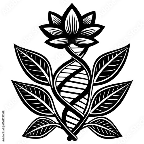 Double Helix DNA Plant Concept silhouette illustration