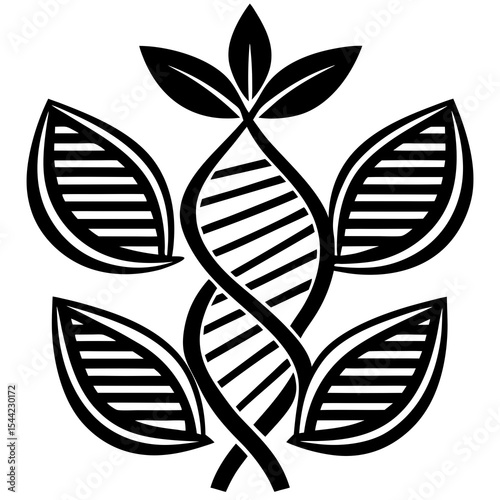 Double Helix DNA Plant Concept silhouette illustration