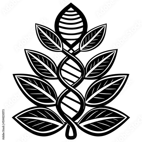 Double Helix DNA Plant Concept silhouette illustration