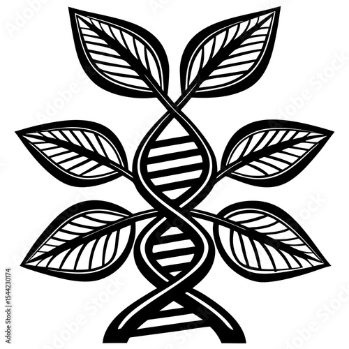 Double Helix DNA Plant Concept silhouette illustration