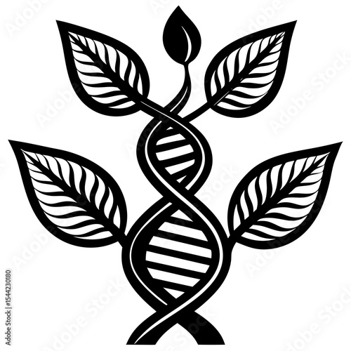 Double Helix DNA Plant Concept silhouette illustration