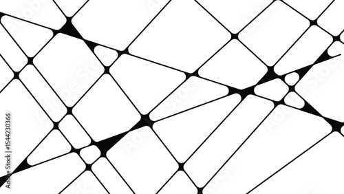 abstract Polyhedron geometric lines black and white shapes seamless pattern rounded drawing EPS 10