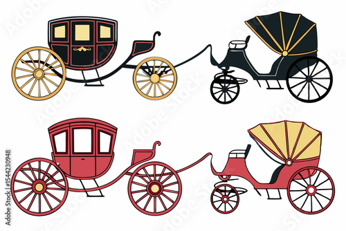set of Moving Carriage silhouette vector illustration