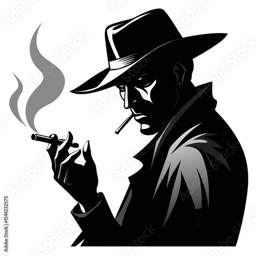 silhouette of a bony cowboy hand clutching a cigarette
