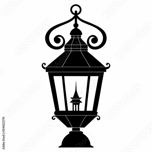 lantern vintage silhouette vector black on white background