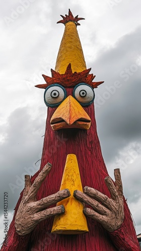 Colorful Giant Chicken Statue with Vibrant Colors and Unique Features