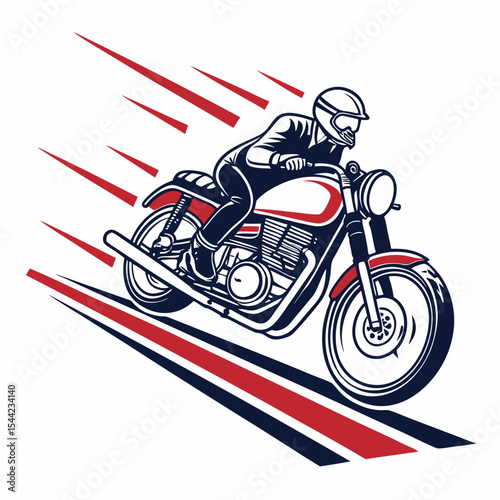 Fast Retro Motorcycle Rider in Motion.