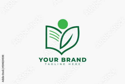 leaf book people logo design element