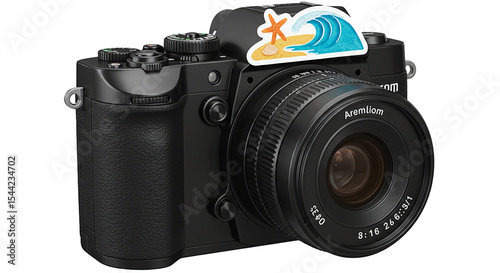 Camera photography equipment aremliom lens digital camera gear summer vacation sticker product shot on transparent background