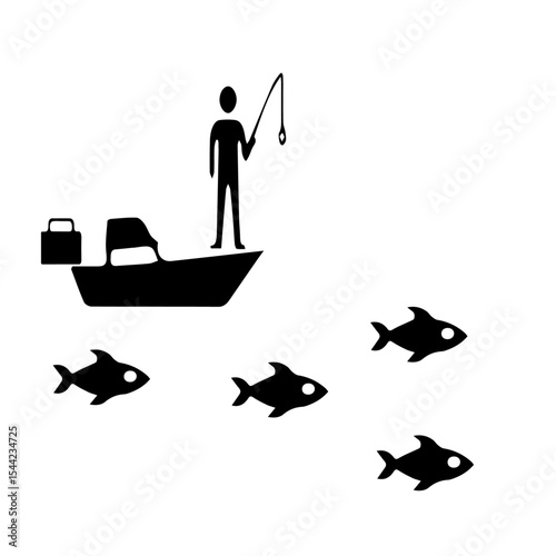 boat and fishing vector