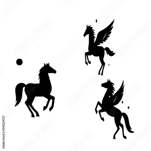 three graceful flying horses vector