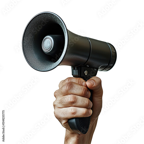 Hand Holding Powerful Black Megaphone