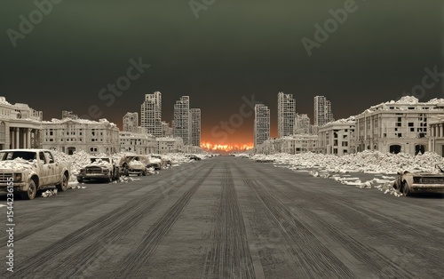 Desolate cityscape after a cataclysm