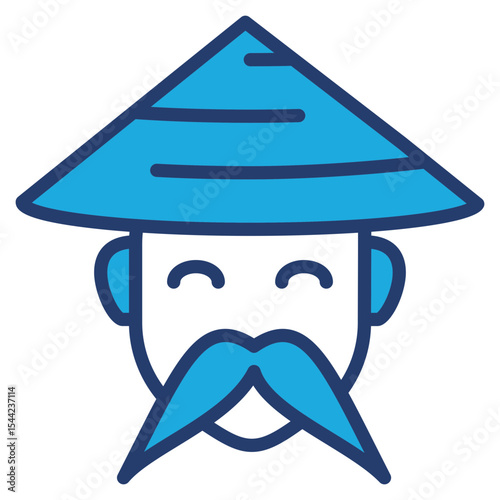 Chinese Man blue color icon
