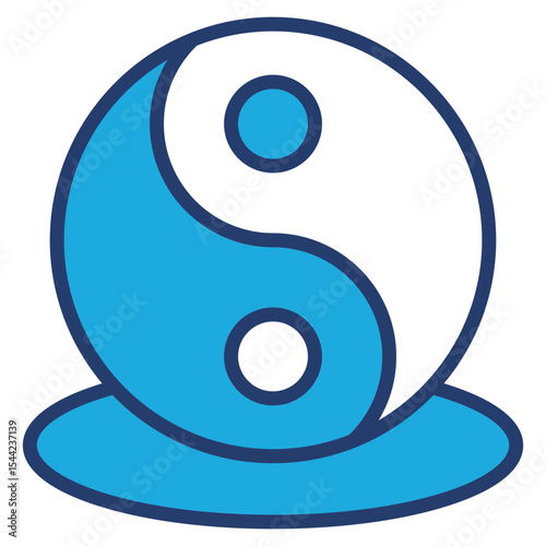 Yin Yang blue color icon