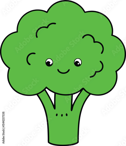 Cute cartoon broccoli character illustration for kids